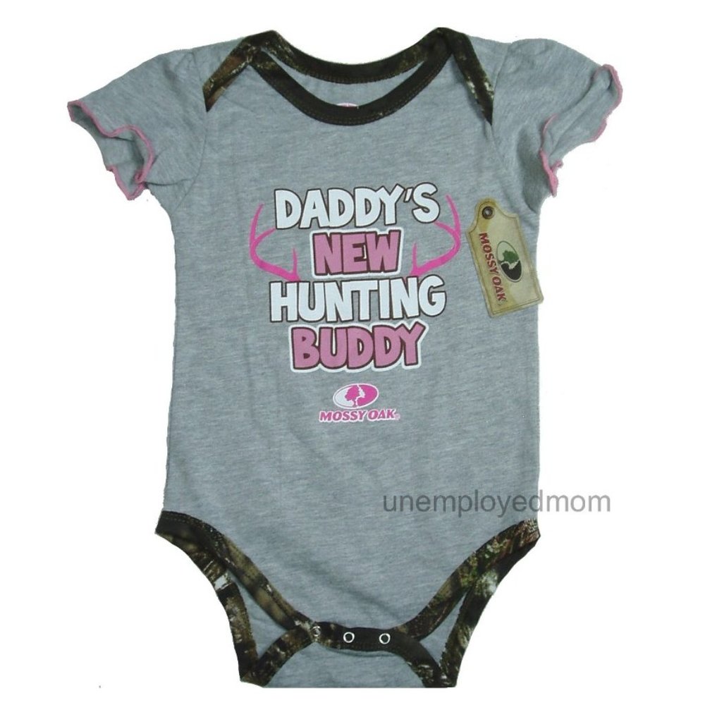 Daddy's Camo Girl Creepers Bodysuits 3 Short Sleeve Shirts Hunting Buddy - Picture 9 of 11